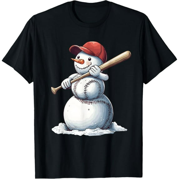 Baseball Snowman Baseball Pajama for Boys Men T-Shirt Tshirt All Size S-5XL