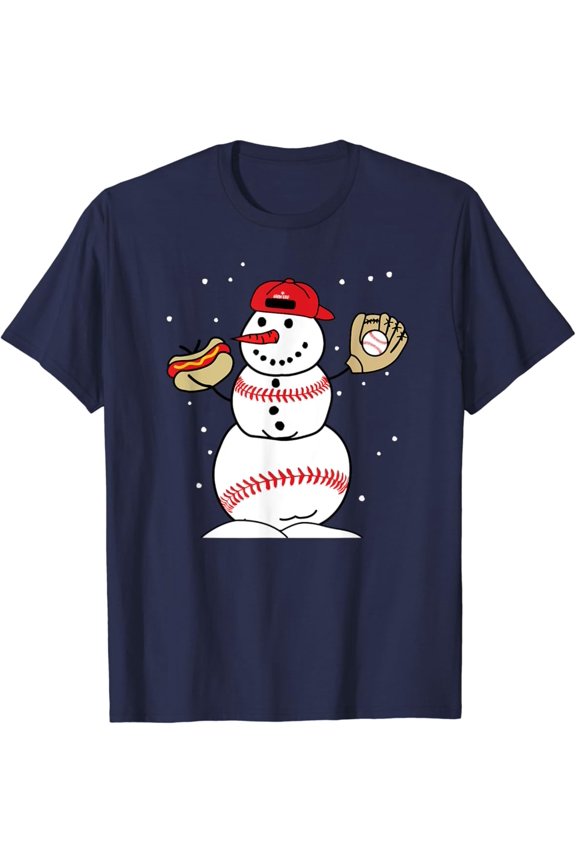 Baseball Snowman Snow Bro Winter T-Shirt