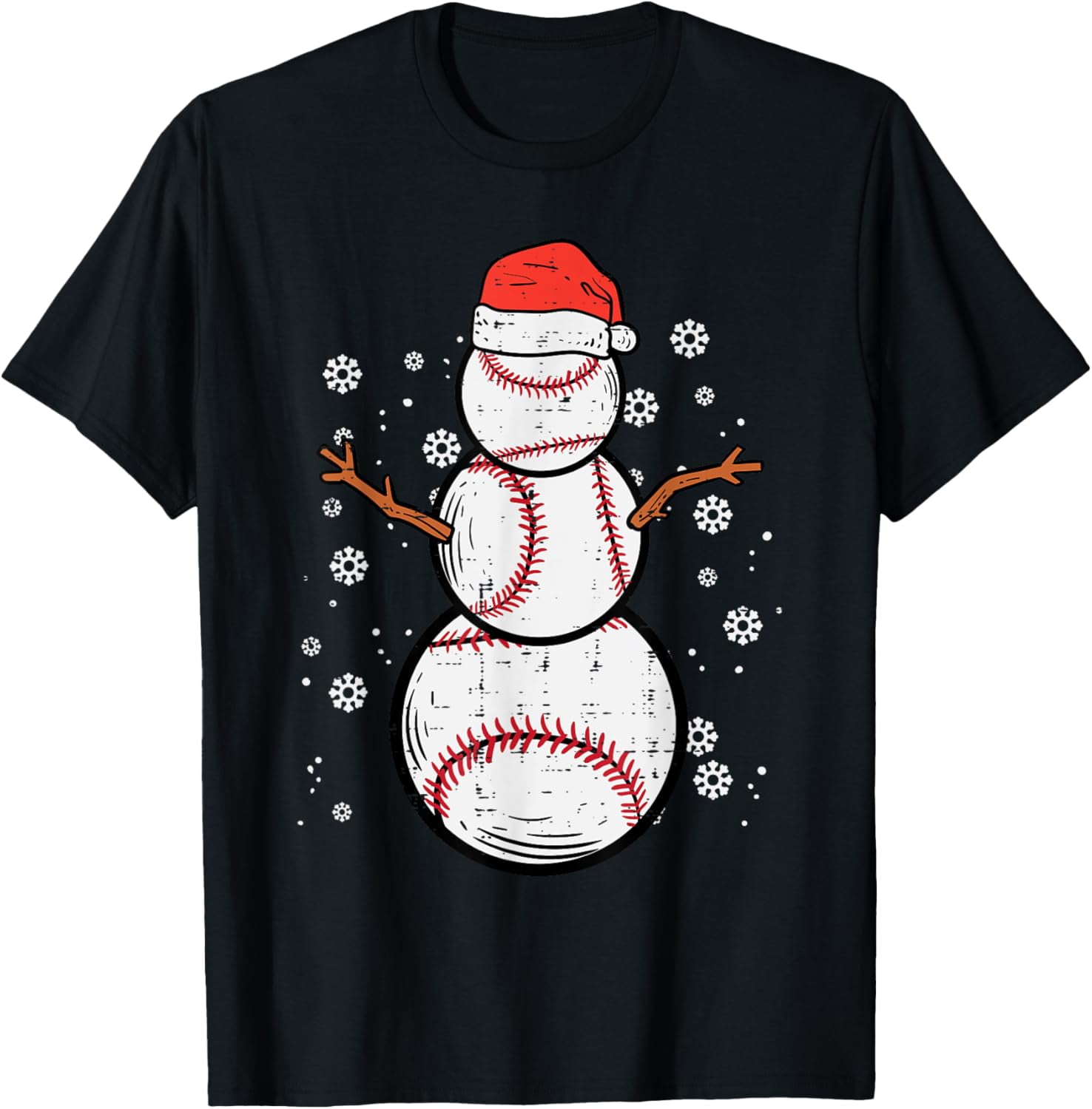 Baseball Snowman Xmas Christmas Sports Boys TShirt