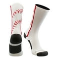 thumbnail image 1 of Baseball Socks with Stitches in Crew Length (White/Red, Small), 1 of 2