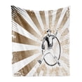 thumbnail image 1 of Baseball Soft Flannel Fleece Blanket, Retro Illustration of Baseball Player on Distressed Striped Pattern Pop Art Image, Cozy Plush for Indoor and Outdoor Use, 50" x 60", Brown White, by Ambesonne, 1 of 6
