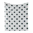 thumbnail image 1 of Baseball Soft Flannel Fleece Throw Blanket, Geometric Wavy Lines in Vertical Alignment with Softball Motifs, Cozy Plush for Indoor and Outdoor Use, 50" x 70", Dark Petrol Blue White, by Ambesonne, 1 of 6