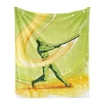 thumbnail image 1 of Baseball Soft Flannel Fleece Throw Blanket, Baseball Player Hits Ball Batter Athlete Pitcher League Team Illustration, Cozy Plush for Indoor and Outdoor Use, 60" x 80", Green Yellow, by Ambesonne, 1 of 5