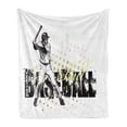 thumbnail image 1 of Baseball Soft Flannel Fleece Throw Blanket, Softball Background Dots and Grunge Dark Lettering Batting Team Game, Cozy Plush for Indoor and Outdoor Use, 50" x 70", Black Yellow White, by Ambesonne, 1 of 6