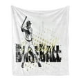 thumbnail image 1 of Baseball Soft Flannel Fleece Throw Blanket, Softball Background Dots and Grunge Dark Lettering Batting Team Game, Cozy Plush for Indoor and Outdoor Use, 60" x 80", Black Yellow White, by Ambesonne, 1 of 6