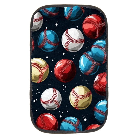 Baseball Soft Furry Printed Car Armrest Cover Pad 12.5x8.2 Inch - Comfortable Armrest Accessory