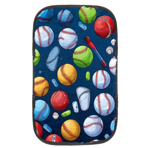 Baseball Soft and Comfortable Furry Printed Car Armrest Pad Cover - 12.5x8.2 Inch