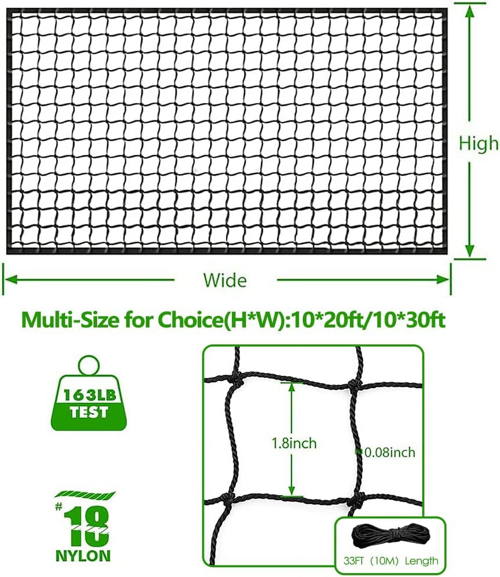 Heavy Duty Baseball Backstop Net 10x20ft Nylon Sports Practice Barrier for Training