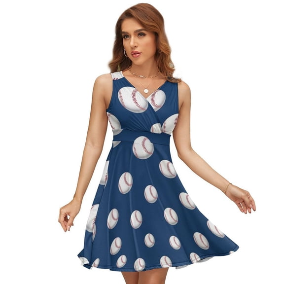 Baseball Softball Ball Dress Fashion Beach Long Dresses Female Party Printed Sundress