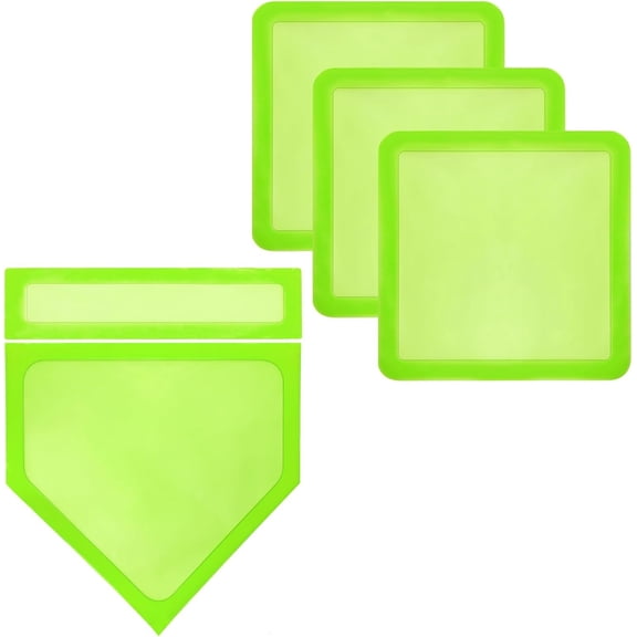 Baseball Softball Base Set 5 count Green Throw Down Bases for Teeball, Kickball, Backyard Practice, Pitchers Rubber Included