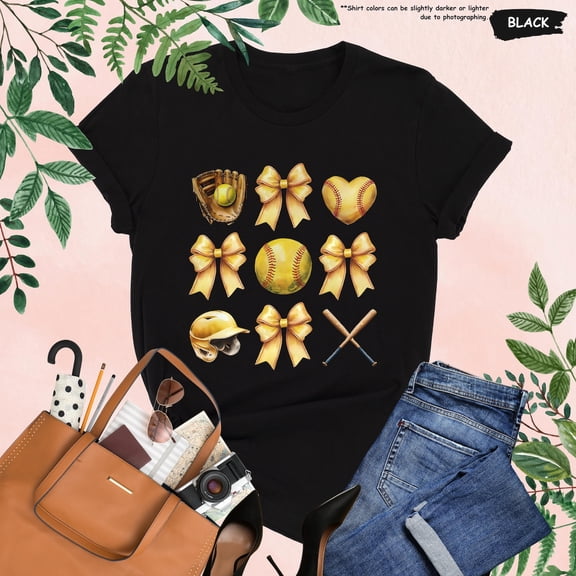 Baseball Softball Bow Shirt, Baseball Mom Gift, Sports Girl Tee, Coquette Baseball, Game Day Tee,Baseball Softball Lover,Baseball Season Tee TSHIRT All Size S-5XL