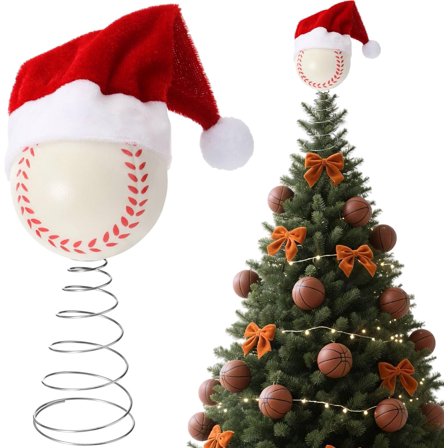 Baseball & Softball Christmas Tree Topper Ornament, Mini Holiday Tree Top Decoration for Home, Xmas Party, Tabletop Display, Sports-Themed Christmas Décor, Gift for Men, Fans, Players,Coaches & Teams