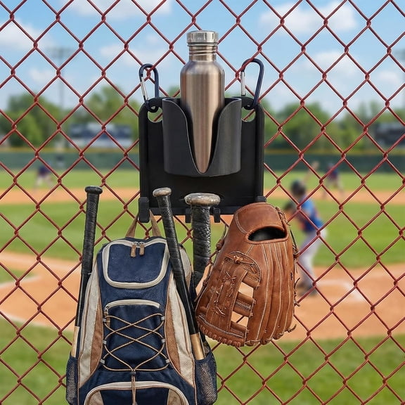 Baseball Softball Dugout Organizer with Drink Holder-Portable Fence Mount Gear Hanger for Bat/Glove,Keeps Dugout Neat-Heavy Duty Softball Equipment Rack Accessories,Baseball Gift for Players