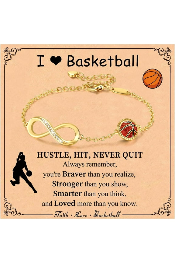 Baseball/Softball/Football/Soccer/Basketball/Tennis/Volleyball Infinity Bracelets for Women,14K Gold Plated Sport Accessories Birthday Christmas Jewelry Gifts for Women Mom