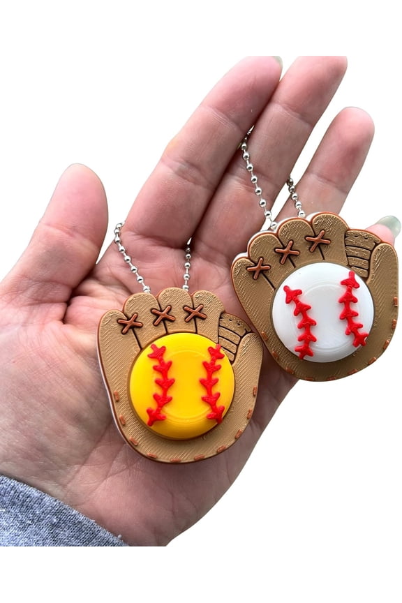 Baseball & Softball Glove Clicker Keychain, 3D Printed Fidget Keychains Sport Game Fidget Clicker Toy with Sound for Release Stress