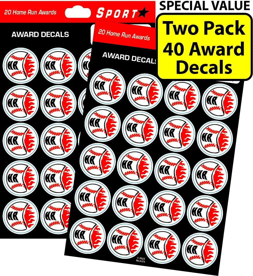 Baseball/Softball Helmet Award Decals (40 Stickers)