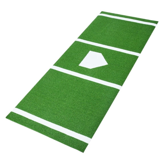 Baseball Softball Hitting Mat 10x3.8ft - Indoor Outdoor Batting Practice Mat - Anti-Slip Foam Backing - Portable Training Aid w/ Rope - Green