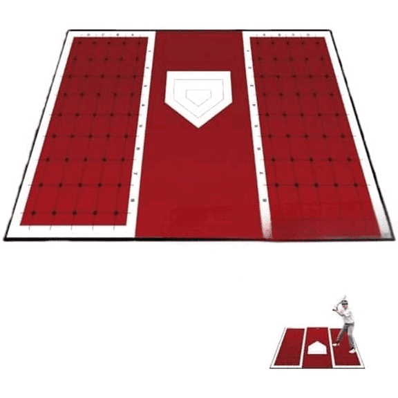 Baseball and Softball Hitting Mat for Batting Stance Practice, Home Plate Mat with Batting Stance Alignment Guide, Indoor/Outdoor Baseball and Softball Equipment, Antislip - (6 * 4 ft)