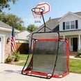 thumbnail image 1 of Baseball Softball Practice Net, Kids Soccer Goals for Backyard Set, Outdoor Basketball Hoop, Portable Pop Up Soccer Net, Baseball Accessories, 3 in 1 Sports Center, Birthday Gifts for Boys & Girls, 1 of 5