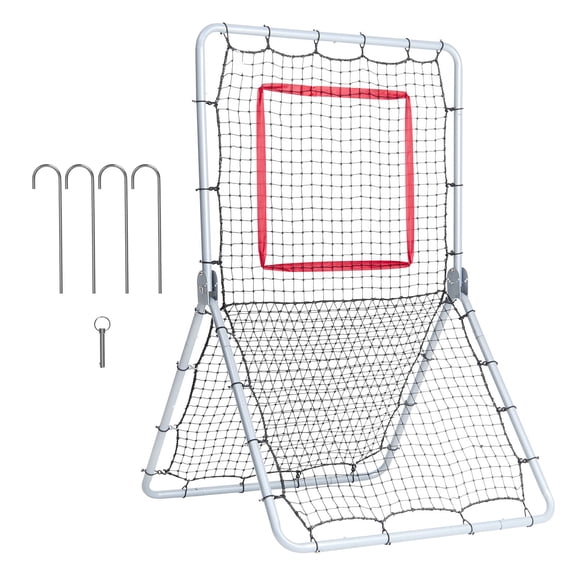 Baseball Softball Rebounder Net 3.5 x 6 FT, 5 Adjustable Angles, Pitchback Trainer for Fielding & Throwing Practice