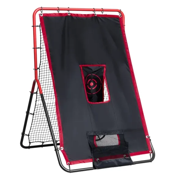 Baseball Softball Rebounder Net 3.5x4.5ft 2 in 1 Switch Hitter Pitch Trainer PitchBack Return Trainer for Fielding Throwing Practice