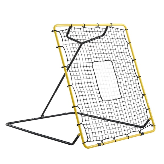 Baseball Softball Rebounder Net 4 x 4.5 FT Pitch Back Trainer with 4 Adjustable Angles and Strike Zone Target for Pitching Fielding