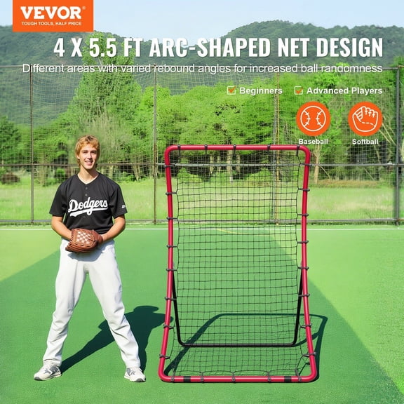 Baseball&Softball Rebounder Net,4x5.5 ft PitchBack Baseball Pitching Nest,Pitch Return Trainer Rebound Net with Pitching Target,All Angle Fielding Rebound Net for Grounders Pop Flies
