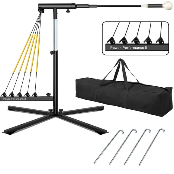 Baseball Softball Swing Trainer with 5 Power Bands,Auto Reset Baseball Training Equipment,Baseball Hitting Trainer,Height Adjustable 31-47 inches Softball Swing Trainer Improve Power,Speed