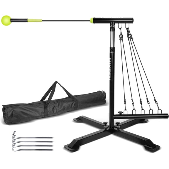 Baseball Softball Swing Trainer, Baseball Training Equipment, Includes 5 Elasticity Bands Baseball/Softball Accessories for Hitting and Batting, Adjustable Height for All Ages Training