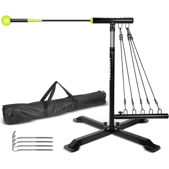 Baseball Softball Swing Trainer, Baseball Training Equipment, Includes 5 Elasticity Bands Baseball/Softball Accessories for Hitting and Batting, Adjustable Height for All Ages Training