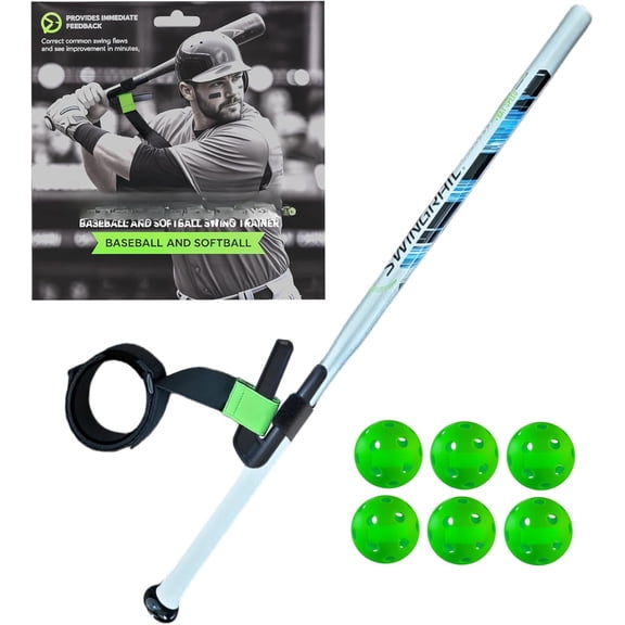 Baseball & Softball Swing Trainer + Speed Stick Bat + 6 Plastic Balls