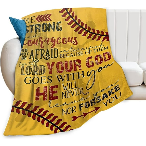 Baseball Softball Throw Blanket Ultra Soft Cozy Plush Christian Sports Flannel Fleece Blankets Lightweight Fuzzy Warm Boys Girls Party Blanket Religious Gifts for Women Bed Couch Sofa Kids 80"x60"