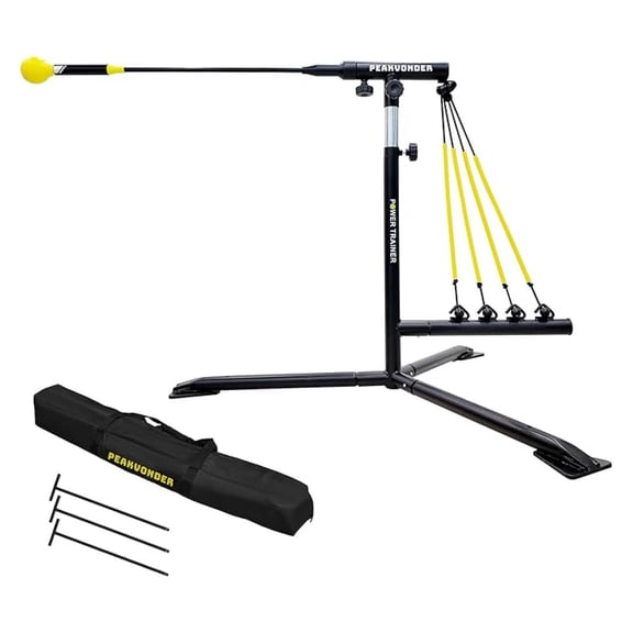 Baseball Softball Training Equipment,Baseball Softabll Hitting Trainer,Baseball Trainer with 4 Power Bands, Improve Hand-Eye Coordination, Mechanics, and Hitting Performance