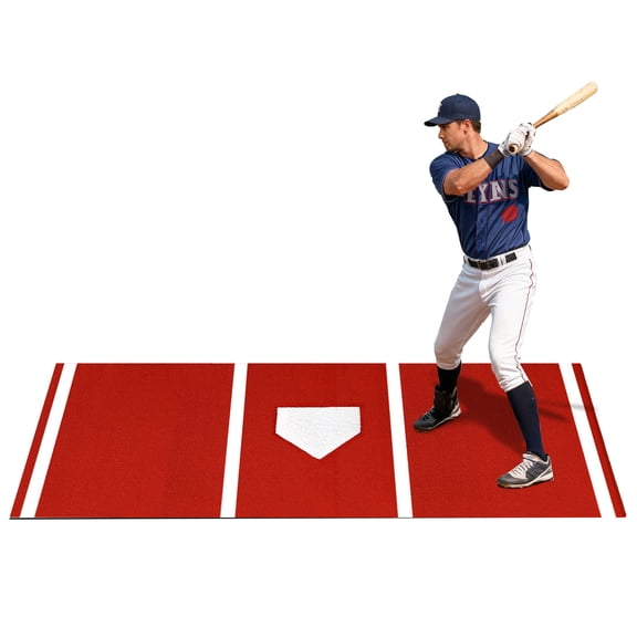 Baseball/Softball Turf Batting Mat, Anti-Slip 9.8x3.8ft red Batting Stance Practice Mat, for Indoor and Outdoor