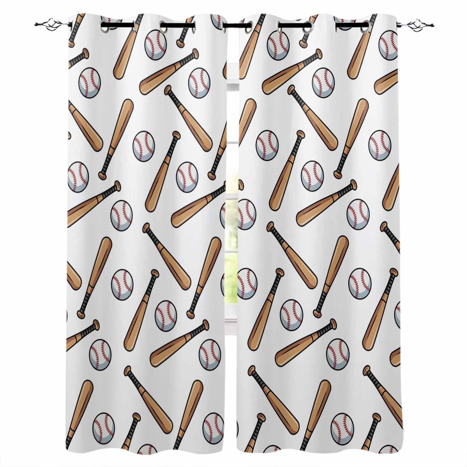 Baseball Sport Blackout Curtains for Bedroom/Living Room, Thermal ...