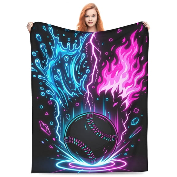 Baseball Sport Blanket, Cool Ball Pattern Flannel Throw Blanket, Soft Cozy Plush Blanket for Sofa, Couch, Bed, Office, Car, Home Decor 50x40