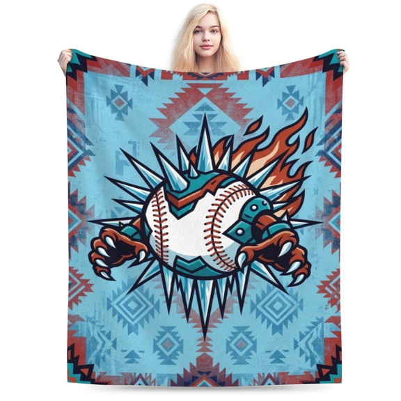 Baseball Sport Cool Ball Throw Blanket, Super Soft Warm Flannel Blanket for Couch, Bedroom, Sofa, Office, Car, All Season Cozy Blanket 50"x40"