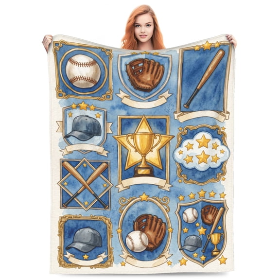 Baseball Sport Flannel Throw Blanket,Ultra Soft Cozy Lightweight Blanket for Couch, Sofa, Bed, Kids Teens Adults 50x40