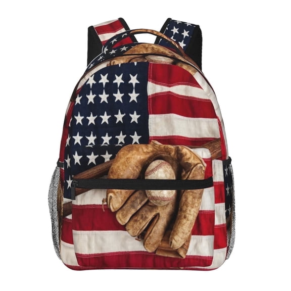 American Flag Football Kids School Backpack for Boys Girls,Travel Laptop Backpacks Book Bag Hiking Camping Daypack Age 5-10