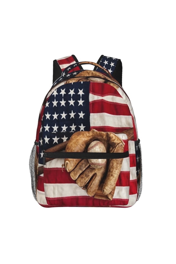 American Flag Football Kids School Backpack for Boys Girls,Travel Laptop Backpacks Book Bag Hiking Camping Daypack Age 5-10