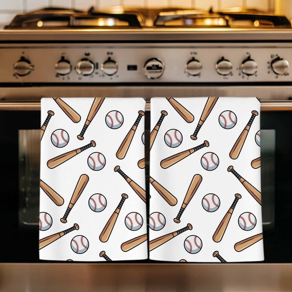 Baseball Sport Kitchen Towels Set of 3, Cartoon Classic Baseball Pattern Absorbent Dish Towels for Kitchen, Microfiber Hand Towel, Quick Drying Tea Towel for Cleaning Decorative Dishcloths