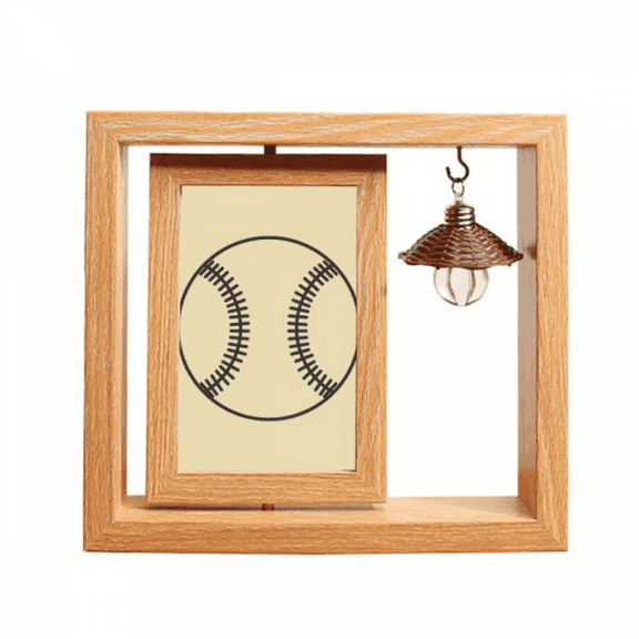 Baseball Sport Line Drawing Pattern Wooden Rotating Picture Photo Frame 4x6