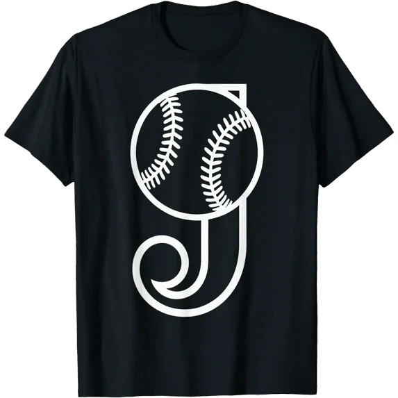 Baseball Sport Player Monogram Initial Letter J T-Shirt , Vintage T ...