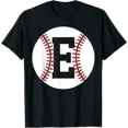 Baseball Sport Player Monogram Name Initial Letter E T-Shirt , Vintage ...