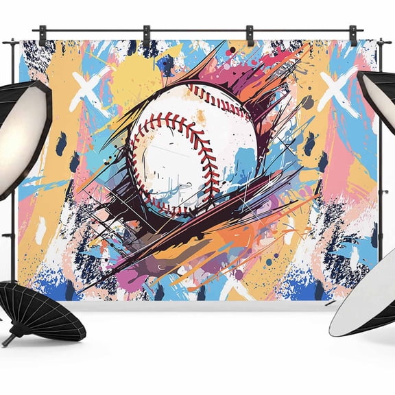 Baseball Sports,Backdrop for Photoshoot,Photography Photo Studio Background Wall Backdrop,Minimalist Geometric Smear Art Back Drop Banner Panel for Portraits Wedding Party Live Streaming Decor 8x6Ft