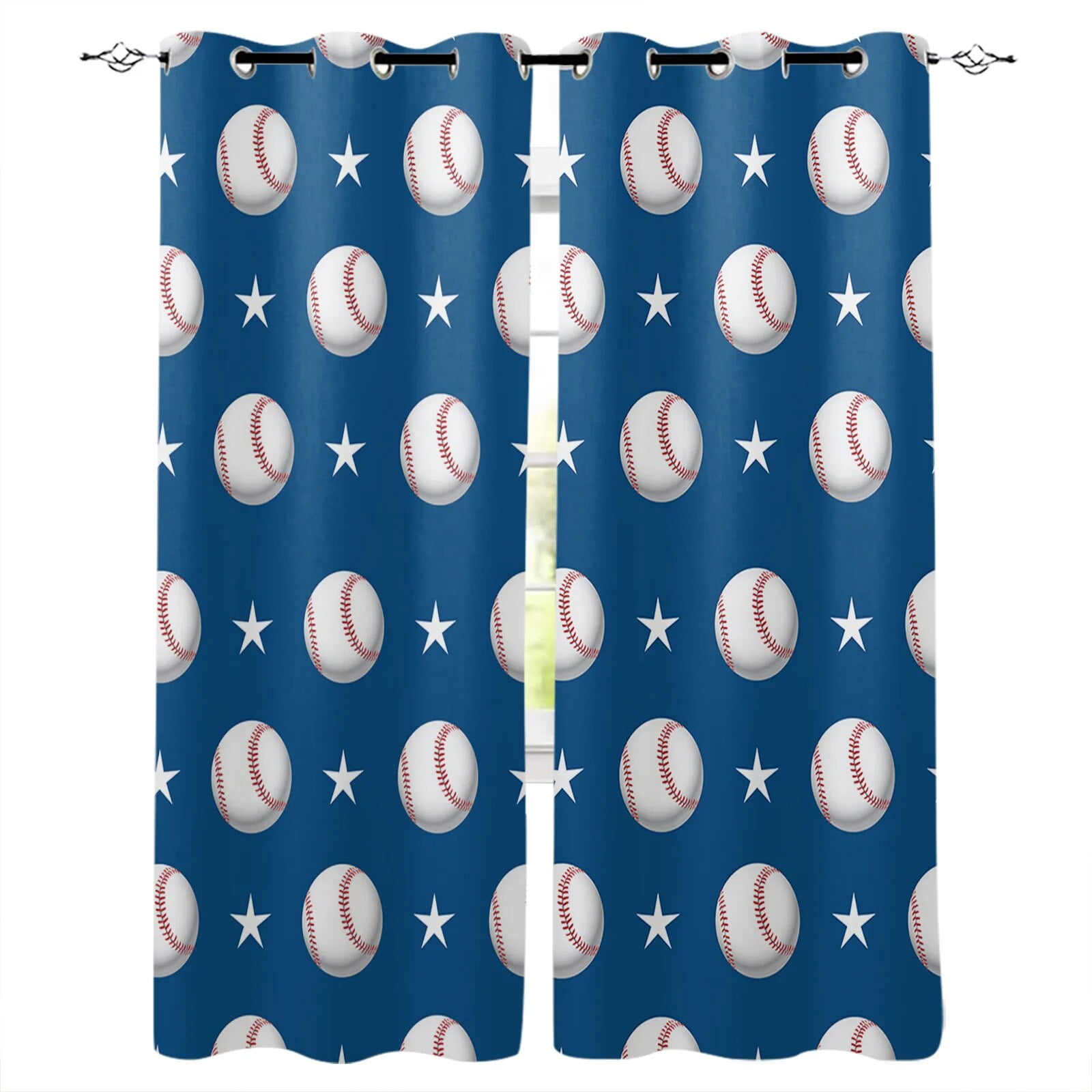 Baseball Sports Baseball Bat Window Treatments Curtains Valance Room