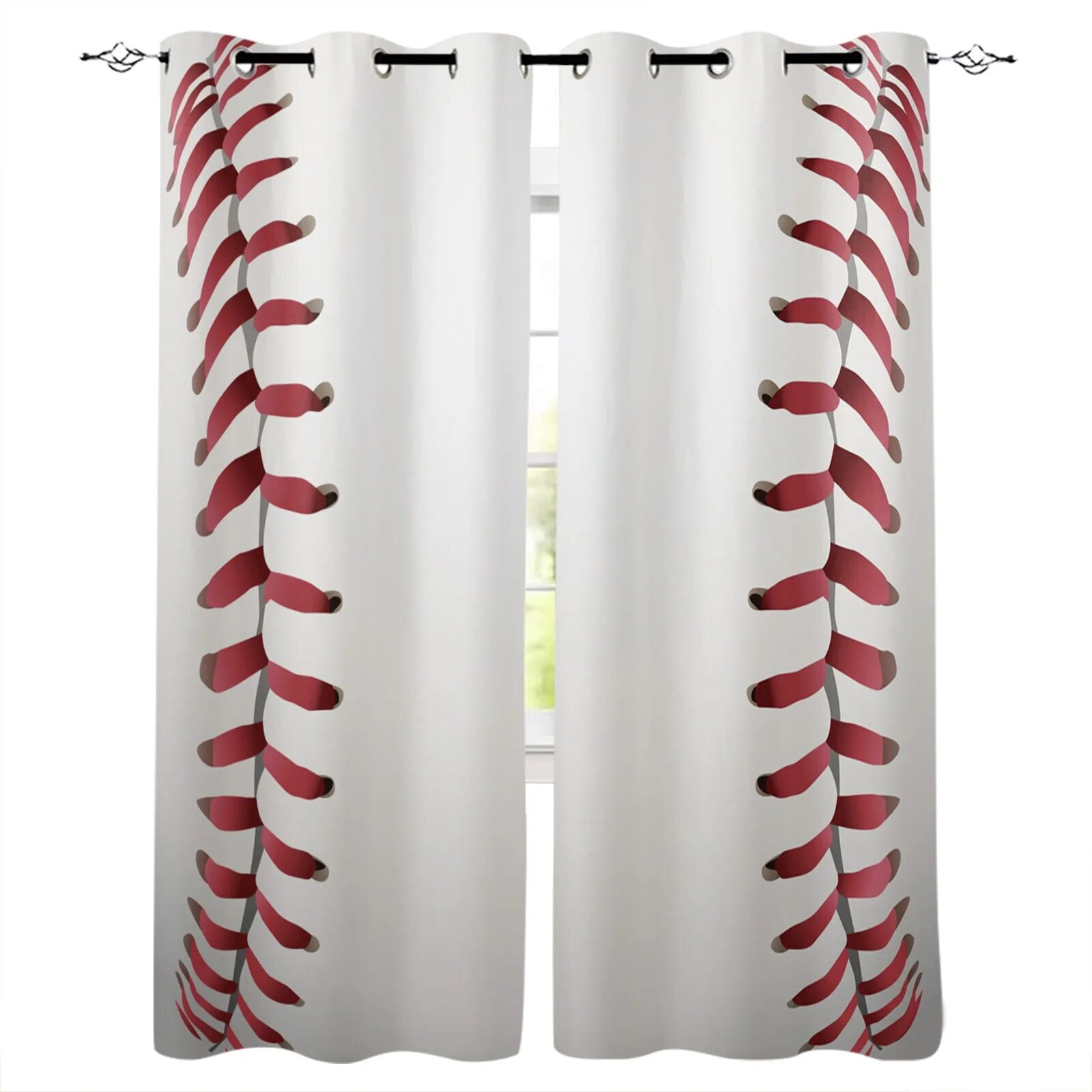 Baseball Sports Baseball Bat Window Treatments Curtains Valance Room