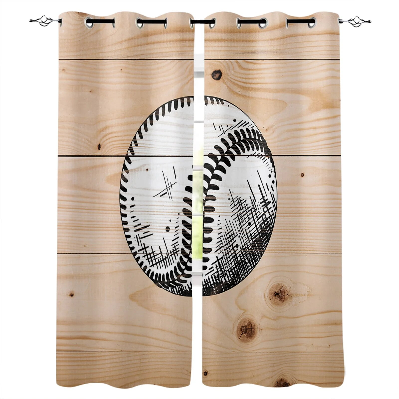 Baseball Sports Baseball Bat Window Treatments Curtains Valance Room