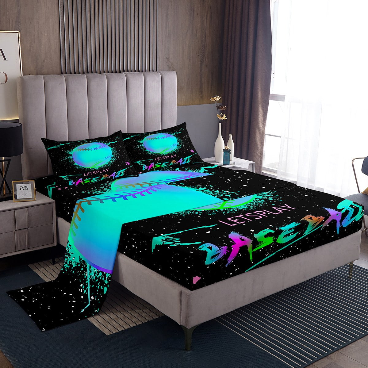 Baseball Sports King Size Sheet Sets For Kids Boys Girls Teens Softball