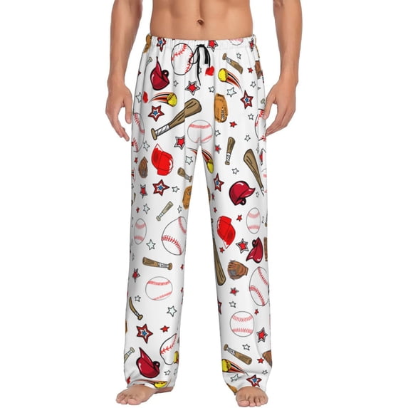 Baseball Sports Men'S Pajama Pants Soft Sleep Lounge Pants Pjs Bottoms With Pockets 3x-Large